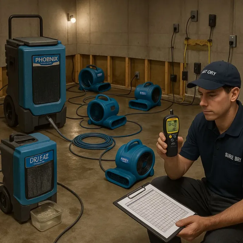Structural Drying and Dehumidification process in Winchester, CA